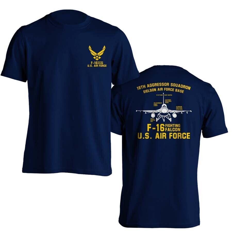 F Fighting Falcon 13ème Escadron Force Aérienne US T-shirt Unisexe Manches Courtes Décontracté Coton T-shirts d'Été