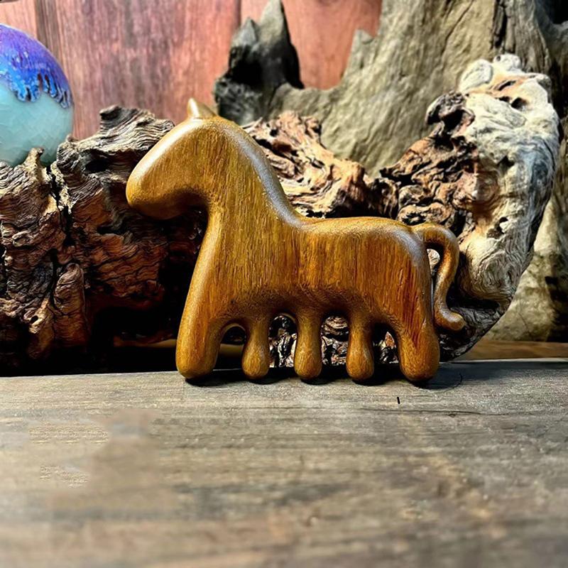 1pc Head Face Scalp Gua Sha Massager Wide Tooth Body Massage Chinese New Year Gift Year Of The Horse Wood Therapy Massage Comb
