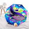 Whale, Fantasy Automatic folding umbrella  simple eight rib design, bright color pattern, durable iron frame, ideal for travel and outdoor,