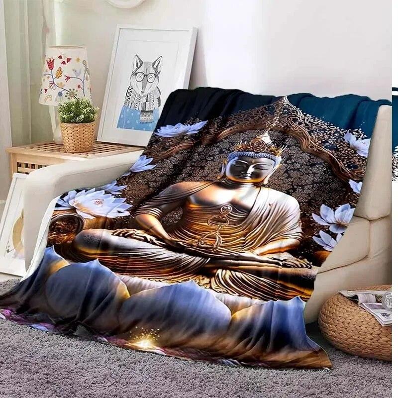 Gautama Buddha Plüsch weiche Decke karierte dünne Decke Wohnzimmer Schlafzimmer tragbare Home Reise Büro Mittagsdecke