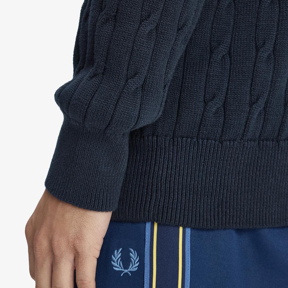 Fred Perry [Sport] Cable Knit V-Neck Sweater - Navy Afpm2612321-608