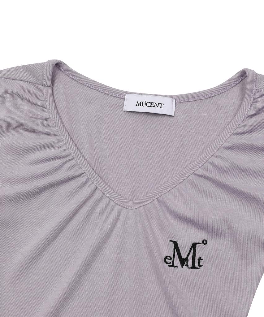 Mucent Maubert V-Neck Shirred Short Sleeve T-Shirt (4 Colors)