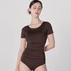 Loseuteuinseoul Martini Short Sleeve Monokini One-Piece Swimsuit Brown