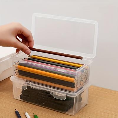 4pcs Transparent Storage Box, Large-Capacity Storage Box, Office Supplies Storage Box, Packaging Pencil Storage Box
