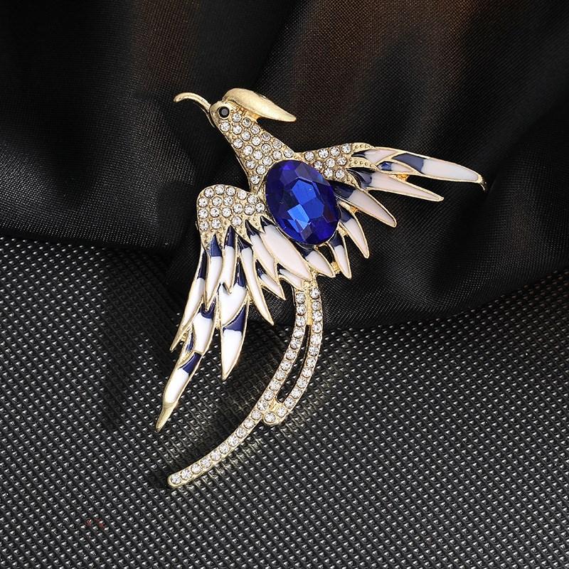 SKEDS Classic Crystal Pearl Phoenix Alloy Broocch Pin For Women Men Fashion Exquisite Rhinestone Badges Creative Animal Corsage