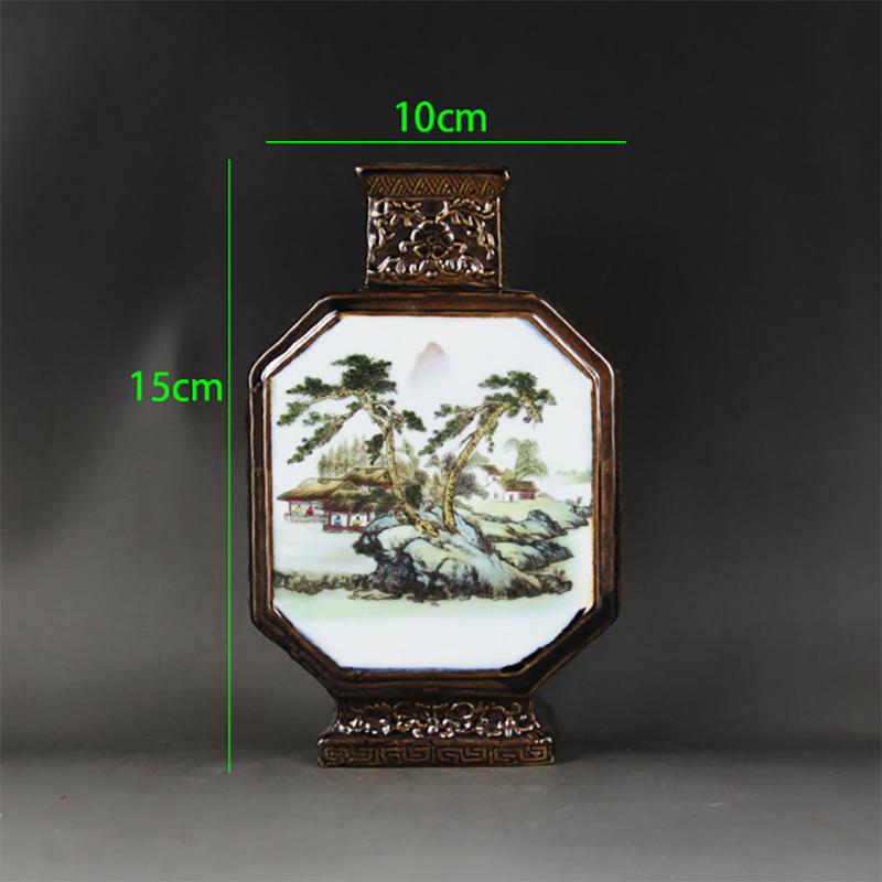 Qing Qianlong Ceramic Vase Figure Four Sided Flat Bottle Porcelain Old Items Antique Collection Ornaments Home Desk Accessories
