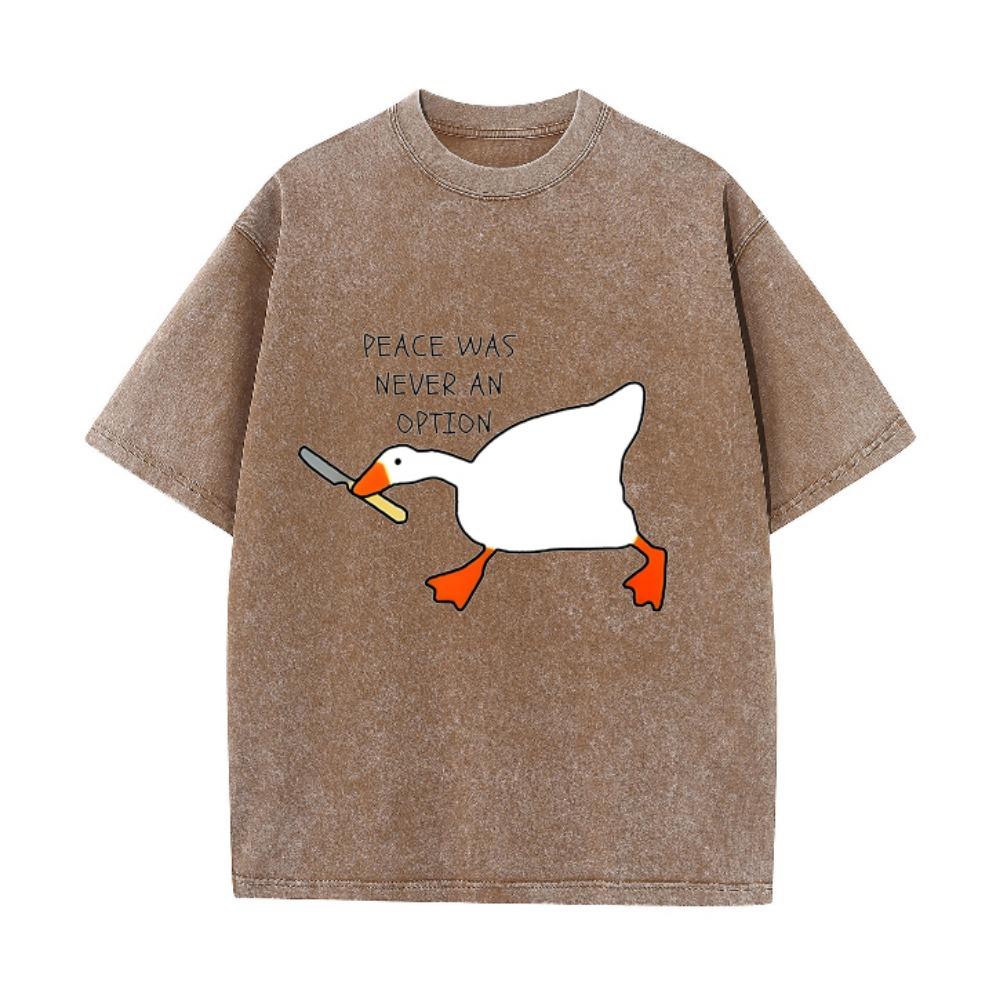 Heren Untitled Goose Game Grafisch T-shirt Peace Was Never An Option Bedrukt Korte Mouw Tee Tops voor Unisex