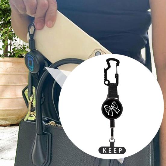 Пряжка для мобільного телефону Висувний тримач зі шнуром 60 см для швидкого доступу Нержавіюча сталь Протиугінний ремінець-затискач Аксесуар для телефону