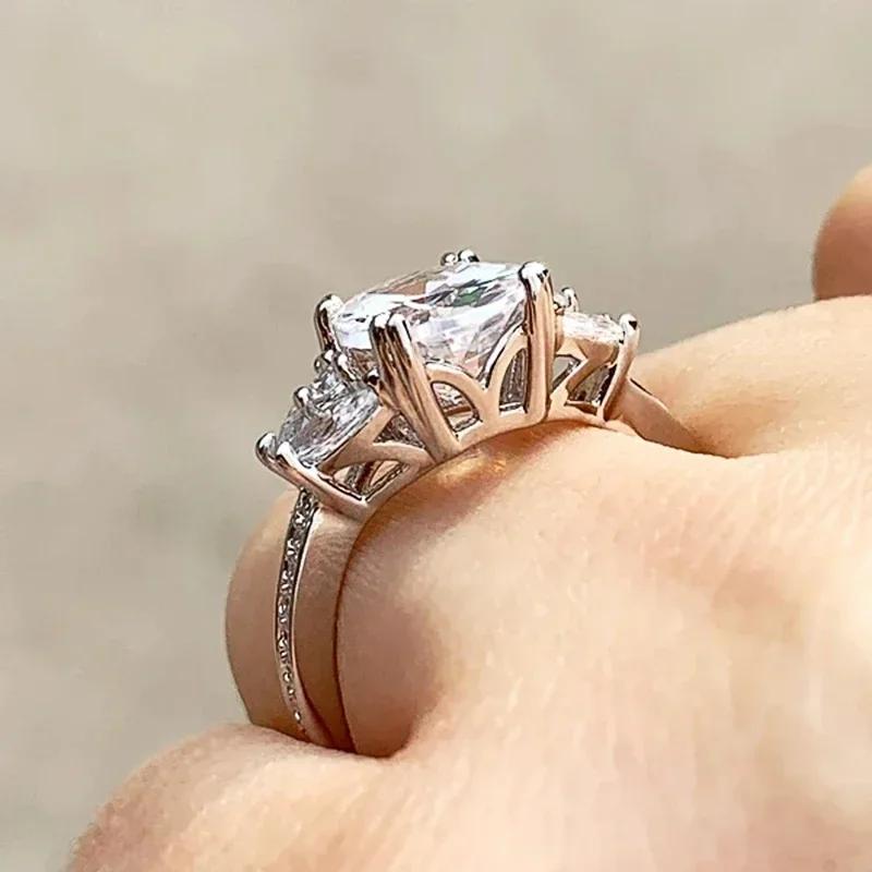 New Fancy Oval Cubic Zirconia Design Rings Women'S Engagement Wedding Accessories Delicate Female  Trendy Jewelry