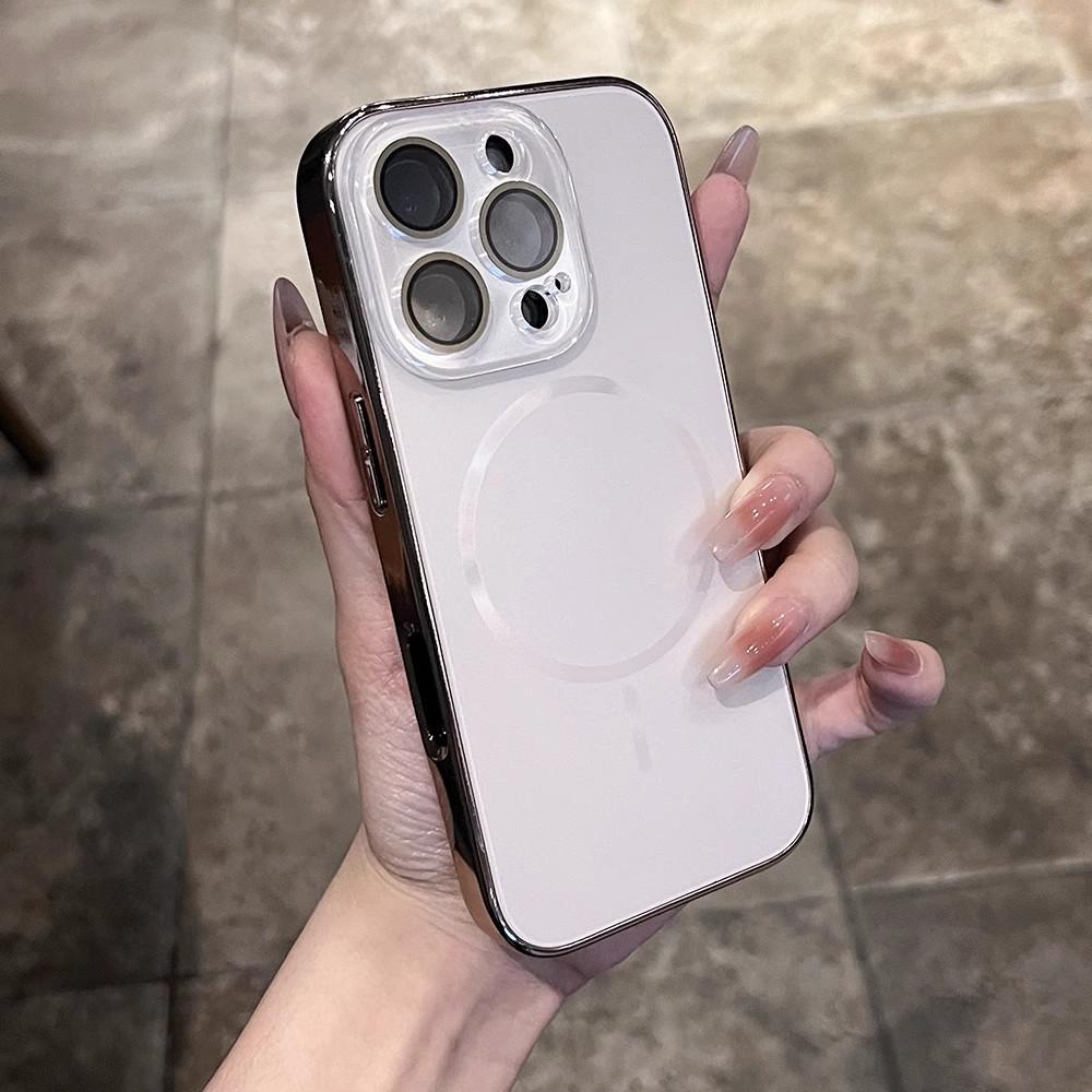 Applicable To IPhone16promax Mobile Phone Case Electroplating Thin Ring Magnetic Absorption AG Nano Apple 15 Matte PC Protection Case