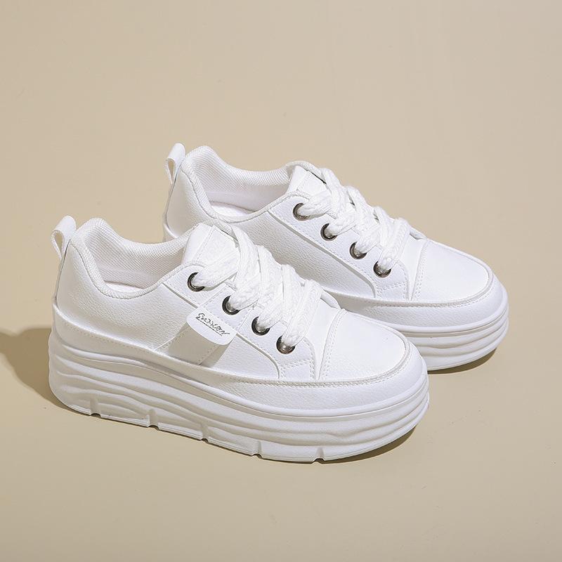W3616 New Board Shoes Solid Color 2024 Autumn Tide Little White Shoes Platform Sports Casual Shoes Student Shoes