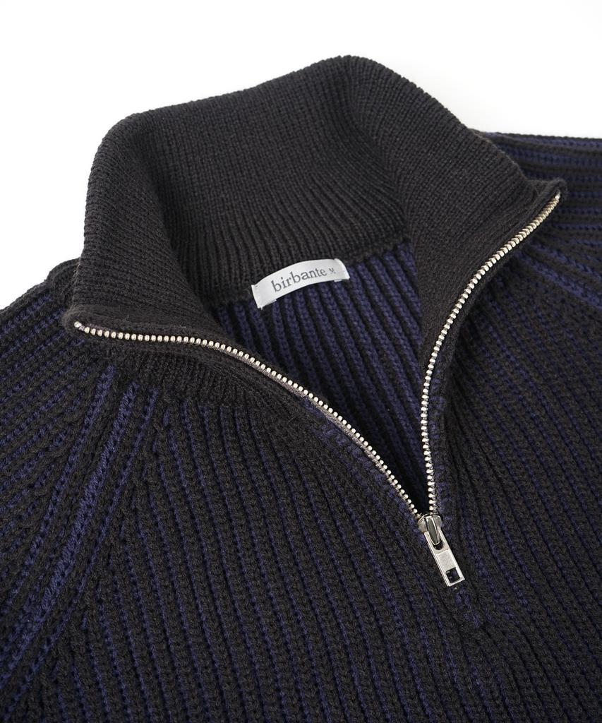 BIRBANTE Multi-Blend Half Zip Knit - Black/Navy