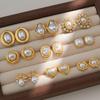 Exquisite Elegant Irregular Resin Pearls Ear Studs 18K PVD Stainless Steel Gold Color Fine Textured Smooth Earrings For W