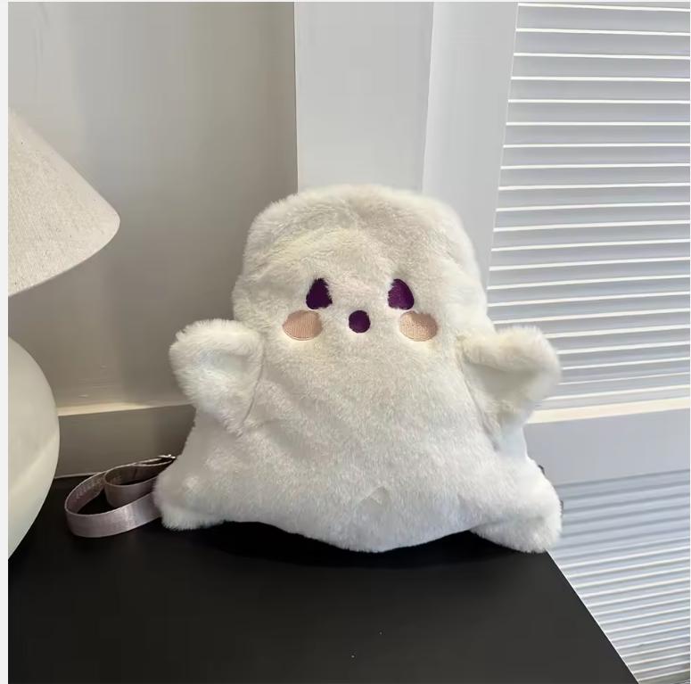 Fashionable Halloween Ghost Personalized Plush Japanese Backpack Multi-Functional Single Shoulder Crossbody Bag