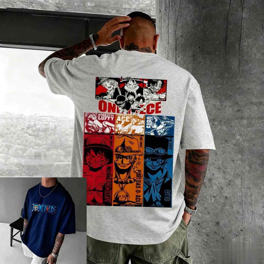T-shirt Graphique One Piece Oversize Anime Hommes Femmes Manches Courtes T-shirt Imprimé Cartoon Luffy Zoro Nami Chopper Été Décontracté Y2k Top