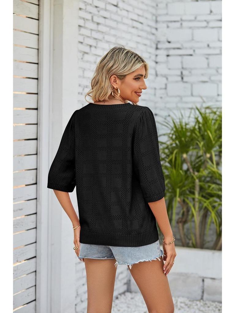 Cardigan Tricotado Feminino Primavera Verão 2025 Gola Redonda Proteção Solar, Acrílico com Renda Transpassado Leve Boho Chic Shrug de Praia