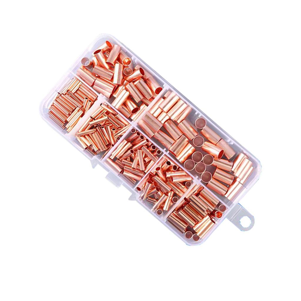 Copper Tube Connector Kits 250pcs 7 Different Diameters 1.5mm 2.0mm 2.5mm 3.0mm 4.0mm 5.0mm 6.0mm; 12mm 0.47inch Length