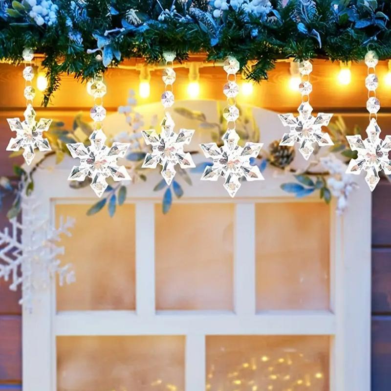 10/30Pcs Snowflake Christmas Ornaments Prism Ice Crystals For Christmas Tree Hanging Clear Acrylic Snowflake Decor