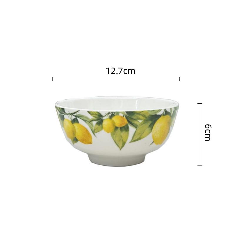 

Lemon Pattern Porcelain Plate Ceramic Bowl Hand-painted Round Dinner Plate Fruit Dish Kitchen Plates Japanese Dishes