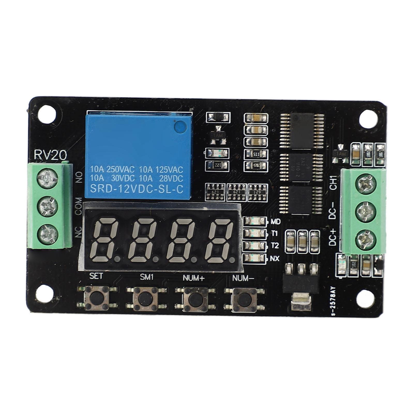 

Time Delay Relay 1 Channel DC 12V Timer Control Switch Controller Module 18 Preset Functions