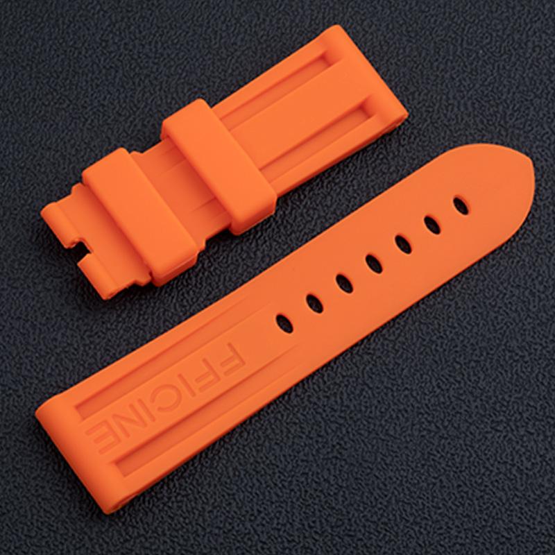 

22mm 24mm Soft Quality Waterproof Diving Rubber Watchband Green Black Red Blue Orange Yellow White For Panerai Strap Pin Buckle 24-22mm&Without Buckle