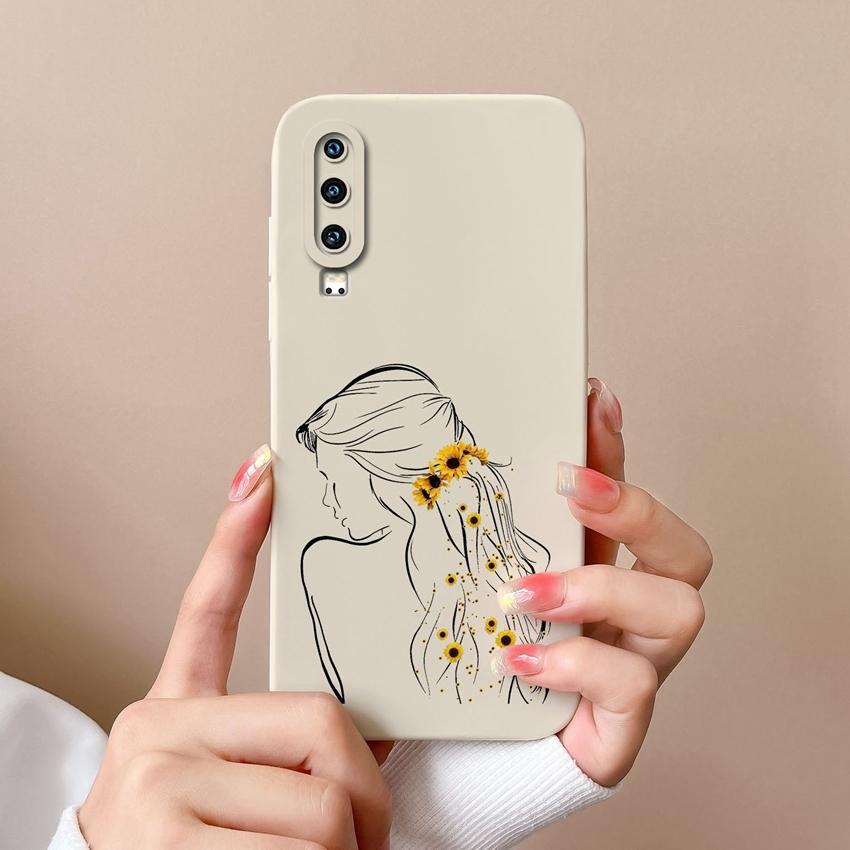 Compatible For Huawei P60 Y5 Y6 Y7 Y9 Y9A P30 P40 Trendy Girl Phone Case Lens Protection Soft Liquid Silicone Anti Drop Shell For Huawei Bumper Cover