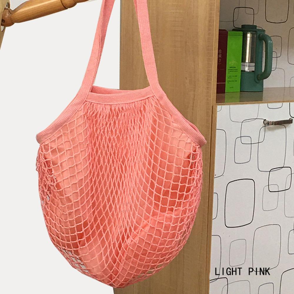Cotton Grocery Bags Portable Reusable Fruit Vegetable Net Bag Mesh Rope Breathable Short Handle Tote Fruit Vegetable Storage