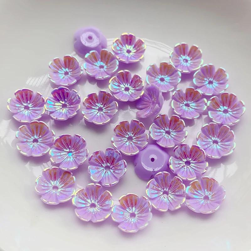 

50 шт. 10 мм разноцветные AB цветочные бусины «сделай сам», ювелирные изделия для волос, браслет для изготовления платья, декоративные цветочные бусины фиолетовый