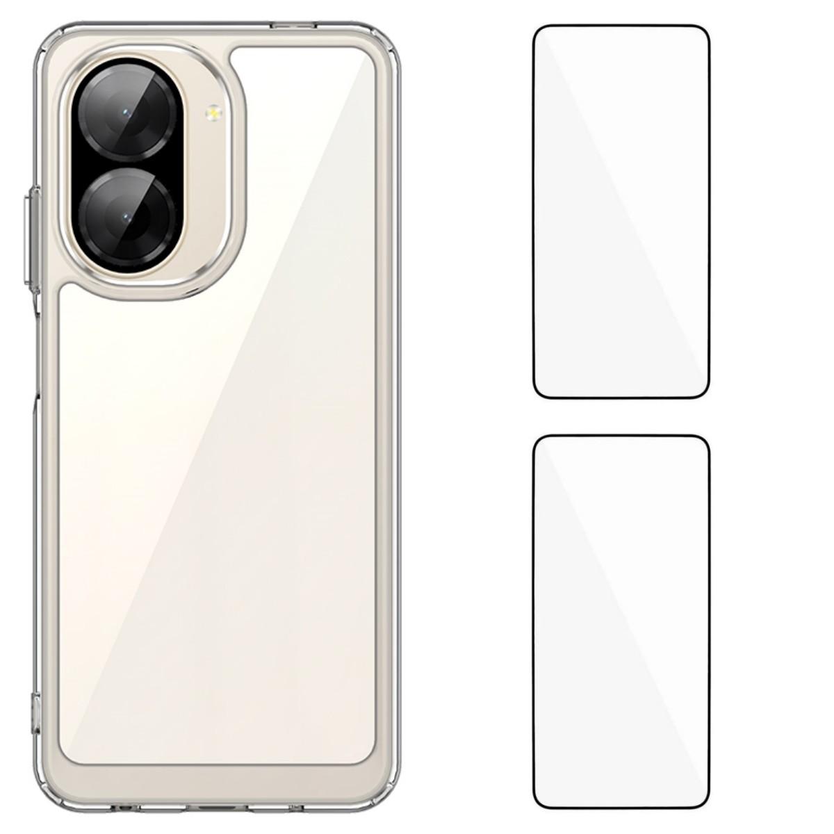 

Для Xiaomi Redmi A5 4G (171.7*77.8*8.3мм) Прозорий чохол для телефону WANLONFENG серії MF2 з ТПУ та акриловою кришкою та 2 шт. загартованого скла Transparent