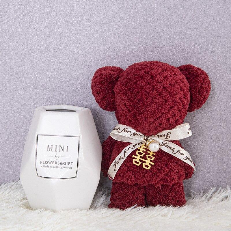 

1шт Мультфільм милий кораловий оксамитовий ведмедик рушник квадратний рушник свято день народження весілля день святого валентина сувенір подарунок побутова мочалка