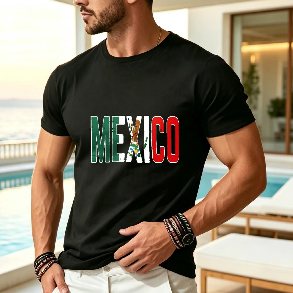 Mexico Mexican Soccer Fan Men Boys Girls T-ShirtMen's Casual Versatile All Season Inner Wear Summer Printed T Shirt