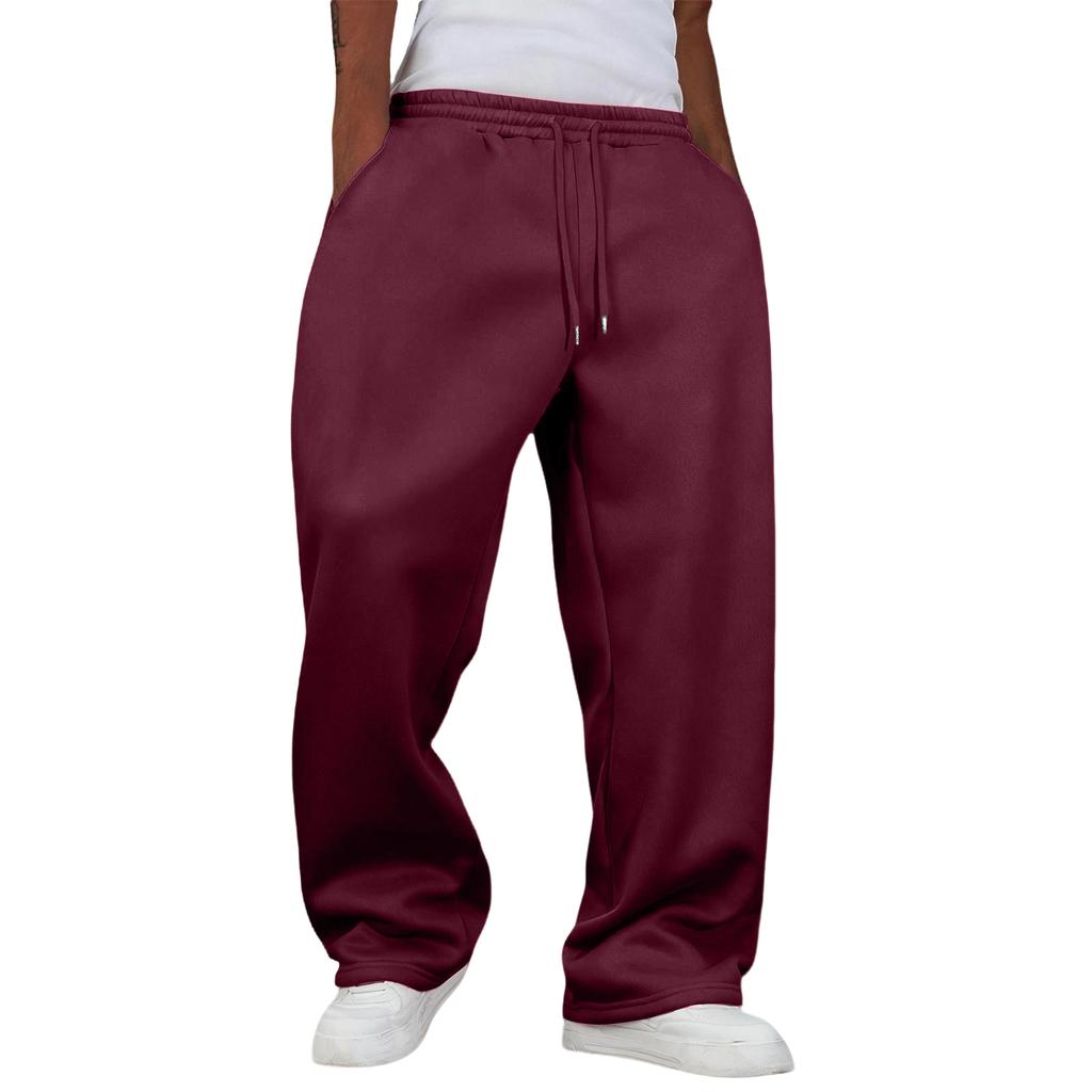 Pantaloni della tuta casual da uomo a vestibilità larga con coulisse in vita e tasche laterali, in tessuto morbido, pantaloni rilassati per l'uso quotidiano