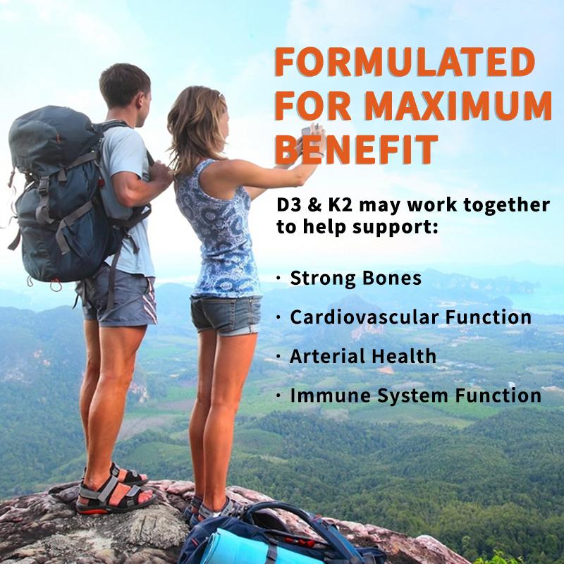 Vitamins D3 and K2 Help Promote Calcium Absorption and Boost Immunity.