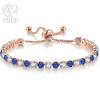 Edele 925 Sterling Zilveren Armband Ketting Luxe Kleur Kristal Hand Sieraden Voor Vrouwen Charme Bruiloft Cadeau Feest 18cm