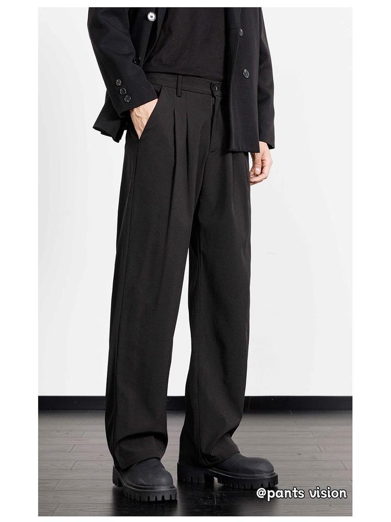 Herren High-End Koreanischer Trend Weitbeinige Anzughose - Knitterarm, Locker, Gerader Schnitt und Casual-Passform