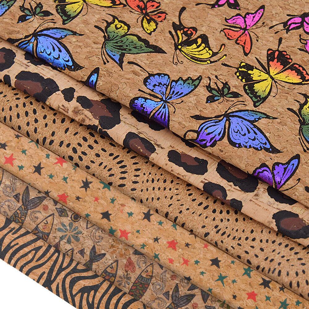 A4/A5 Multicolor Natural Color Retro Faux Leather Sheet Cork Ribbon Fabric For Handbags Handmade Floral Sewing Textured Decor