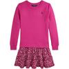 Polo Dress FW24 Lgoo Embroidered Patchwork Floral Round Neck Midi Long Sleeve Kids Dresses Academy-Pink CWPODRSG3D20913-650
