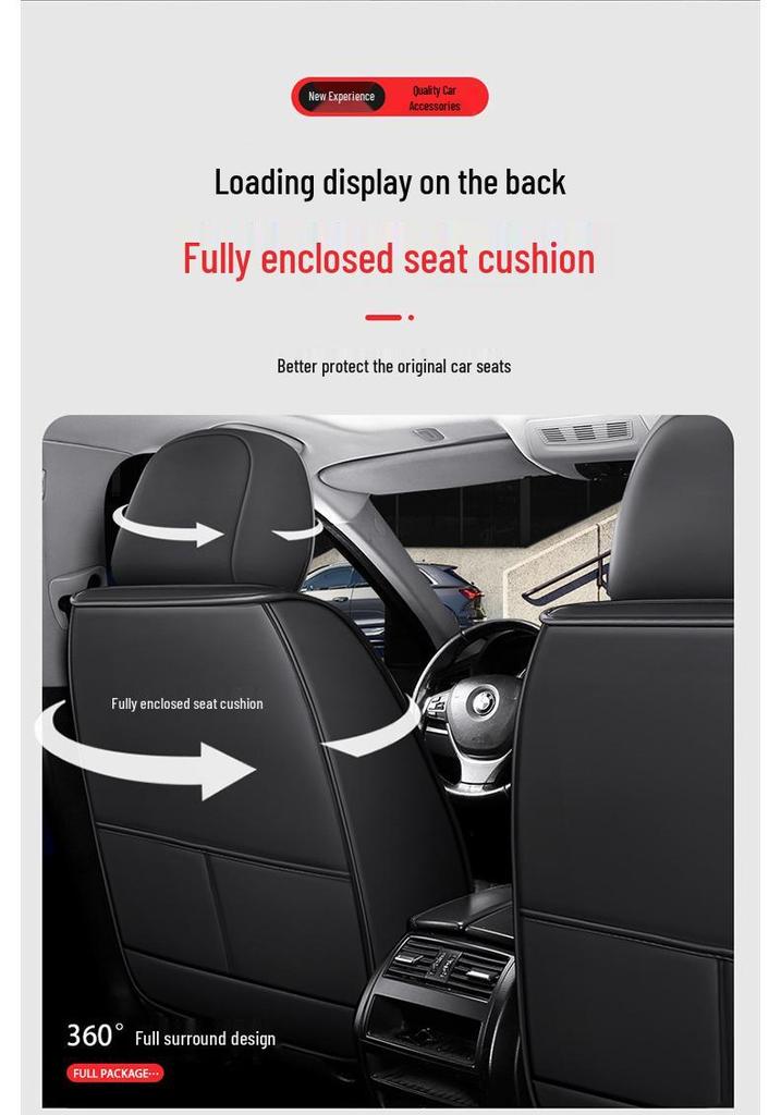 All-Season Full Leather Car Seat Cover, Dirt-Resistant, Universal Fit, Comfortable Hand Feel