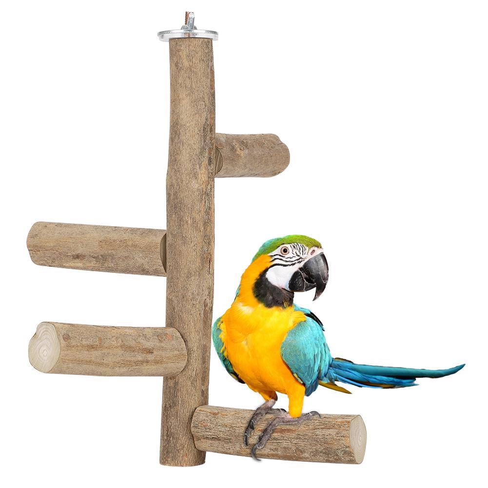 Wood Pet Parrot Perch Activity Standing Branches Toy Biting Playing Supply