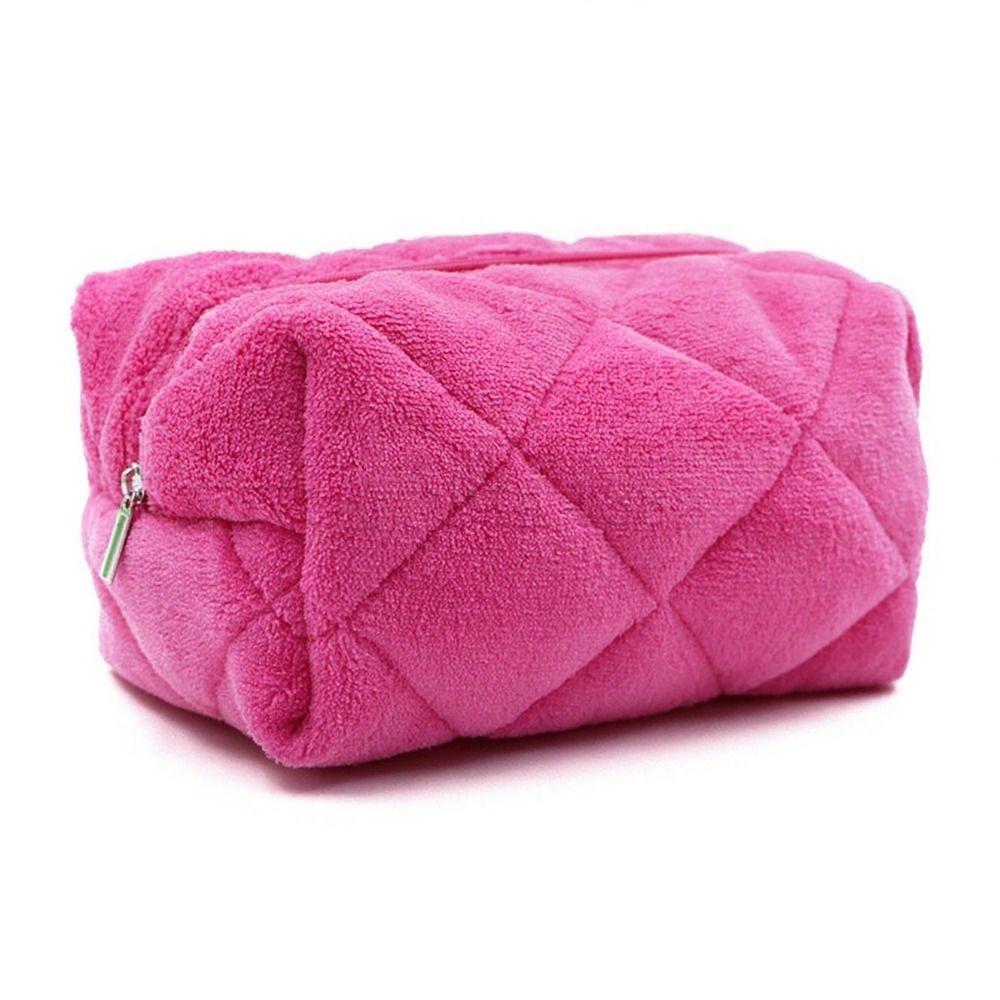 

Pure Color Makeup Bag Large Capacity Travel Organizer Compact Toiletry Bag Daily Use рожевий червоний колір