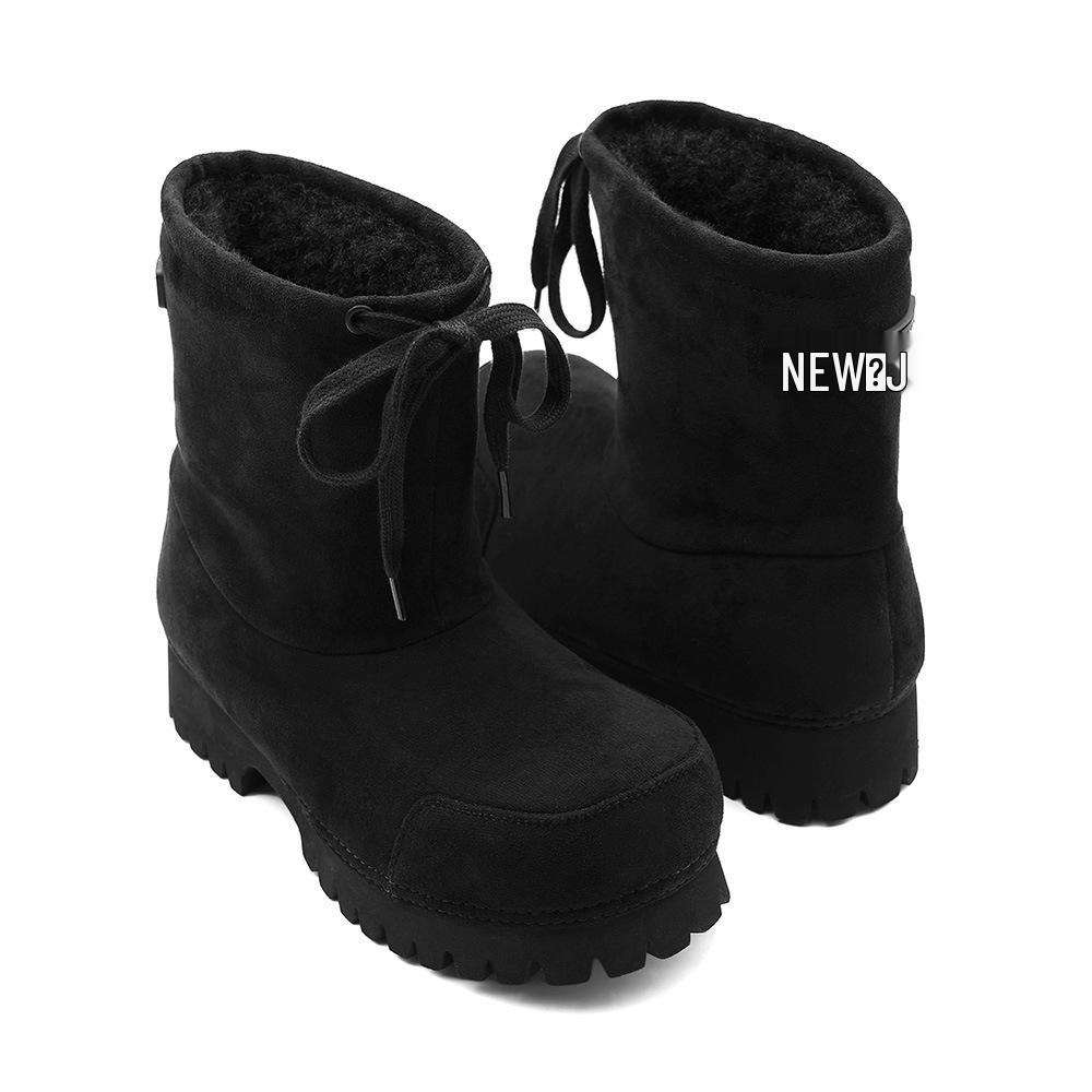 Women's 2025 Winter Thick-Soled Snow Boots: Fashionable, Non-Slip, Ugly-Cute Ski Boots with Drawstring for Big Toes; Thickened and Warm.