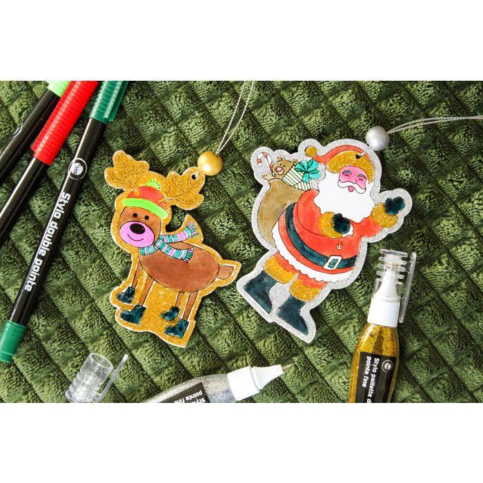 MégaCréa DIY - Christmas Cardboard Decoration To Color 6 Pieces