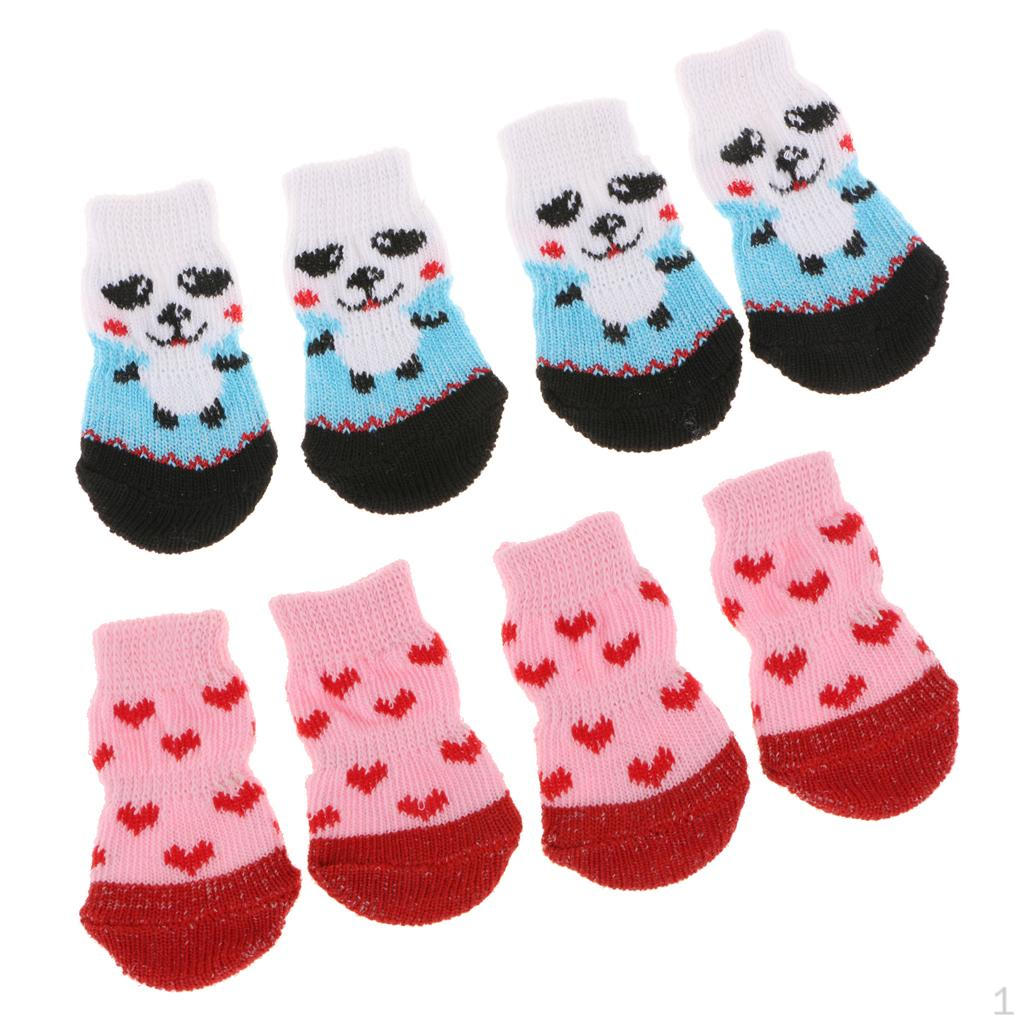 8Pcs Pet Dog Socks Dog Floor Grip Socks Shoes Boots Non Slip Protector S
