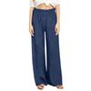 Pantalon Palazzo Large Décontracté en Lin pour Femmes Taille Élastique Polyvalent Business Casual Travail Pantalons Palazzo Avec Poches