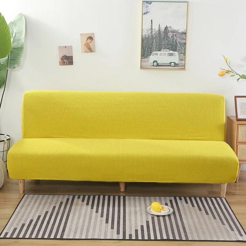 Polar Fleece Armless Sofa Bed Cover Elastic Without Armrest Sofa Bed Covers Anti-Slip Sofa Slipcover For Living Room Home Hotel