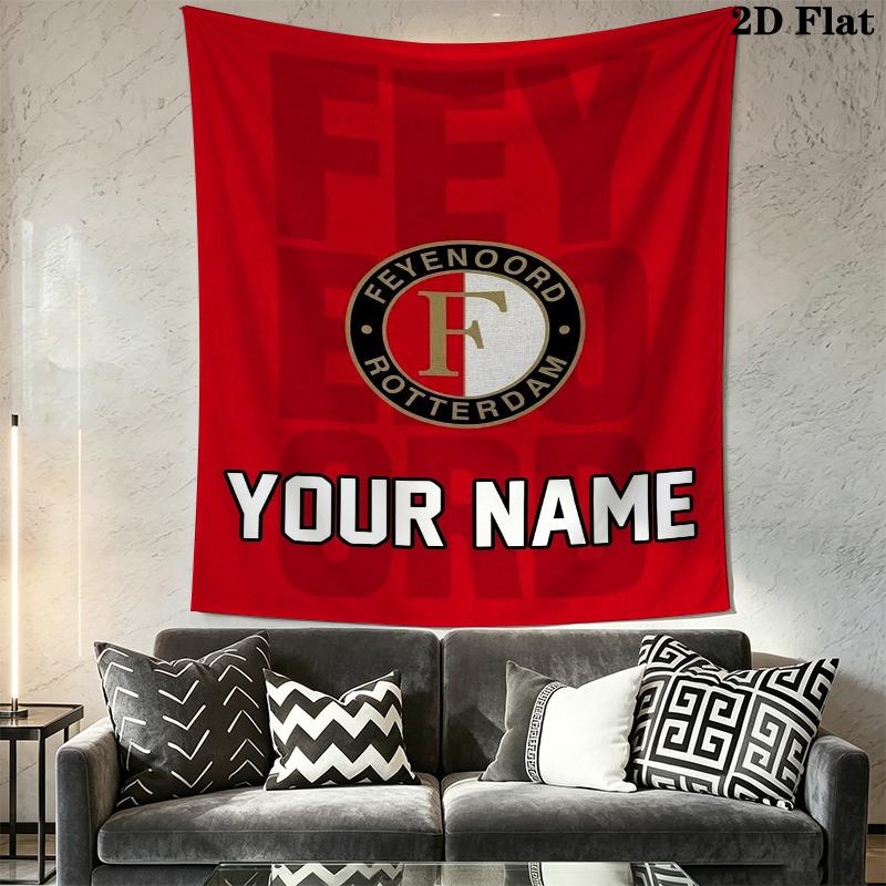 Custom Name Feyenoord Wall Tapestry Aesthetic Wall Hanging Printed Fabric Blanket Decorative Tapestries for Bedroom Living Room Home Decor