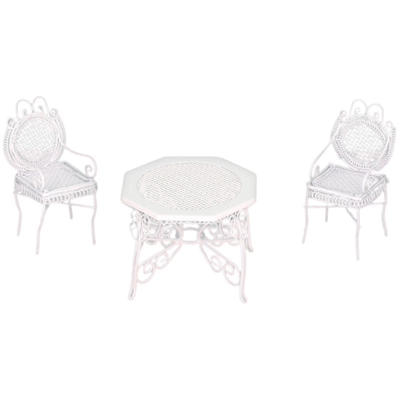 

3PCS Miniature Dollhouses Garden Iron Chairs And Table Set 1/12 Realistic Outdoor Scene Accessories 1
