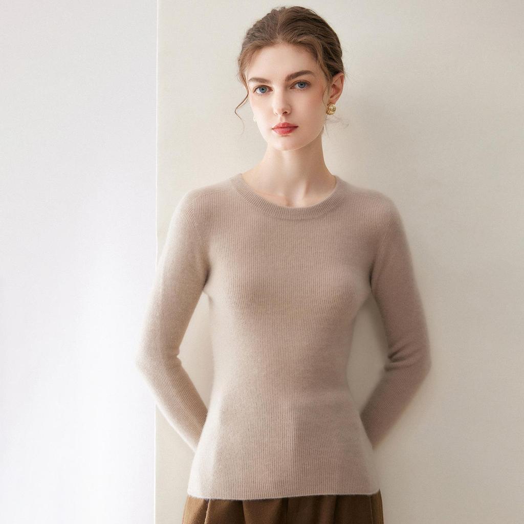 2026 Le Ka Sha Women's 100% Pure Cashmere Round Neck Base Layer Top - Slim Fit Autumn/Winter Sweater