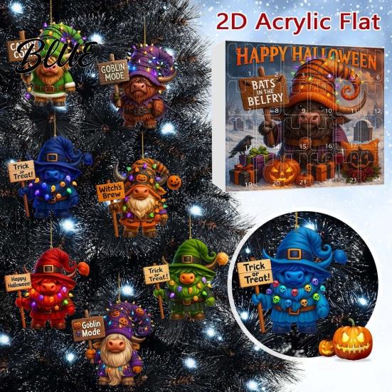 Mystery Themed Halloween Handmade Necklace with 24 Calendar 2025 Decor Advent Acrylic Charms Set Pumpkin