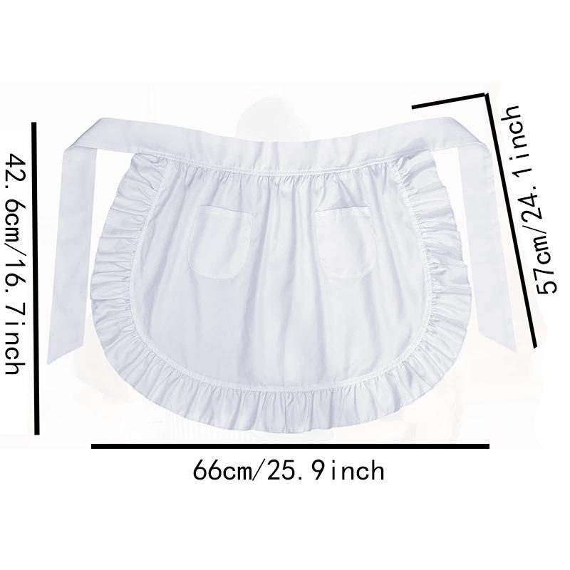Woman Half Waist Cooking Kitchen Apron Short Lolita Maid Sexy Lace Black White Bib Beauty Flower Coffee Shop Pinafore Home Work